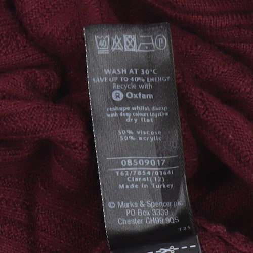 Marks and Spencer Per Una Women Red Size 12 Open Knit Cardigan