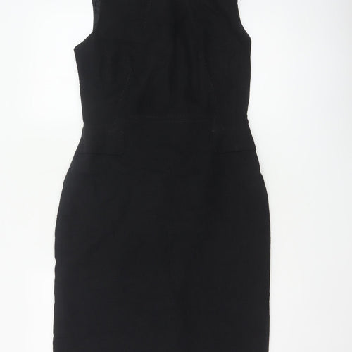 Marks and Spencer Per Una Women Black UK 12 Sleeveless Pencil Midi Dress