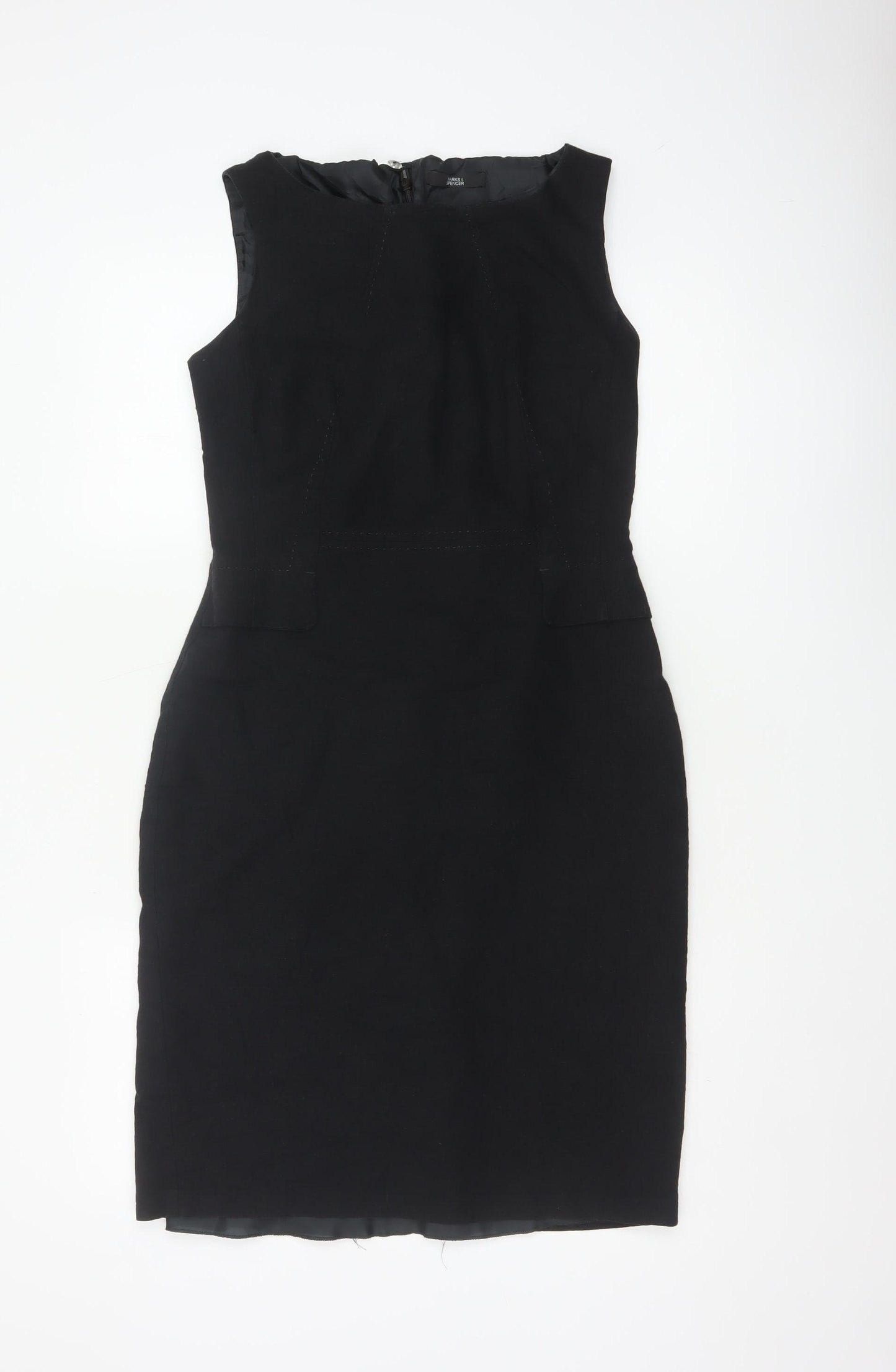 Marks and Spencer Per Una Women Black UK 12 Sleeveless Pencil Midi Dress