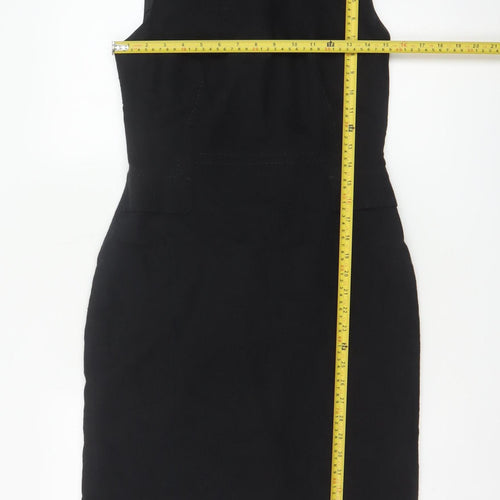Marks and Spencer Per Una Women Black UK 12 Sleeveless Pencil Midi Dress
