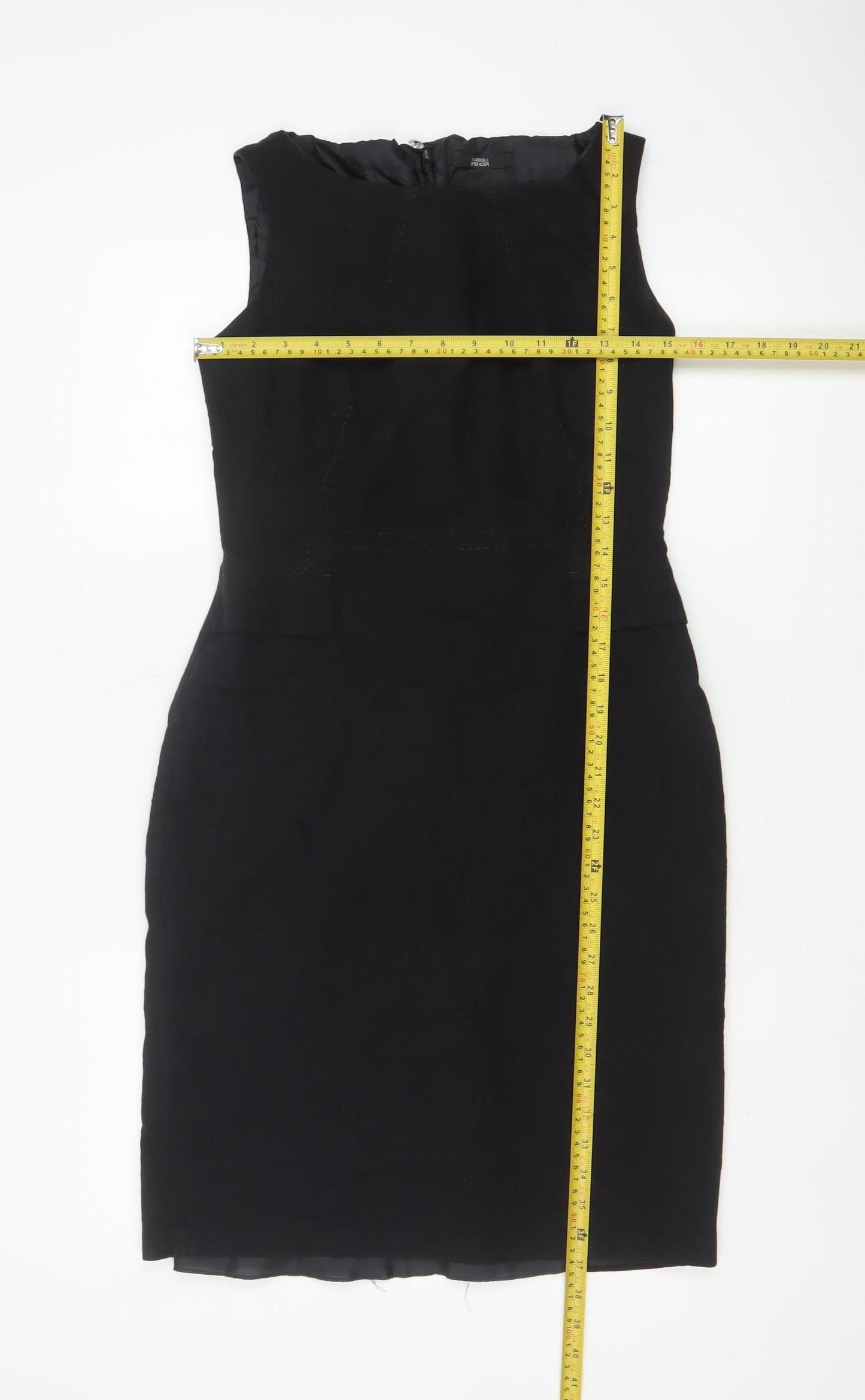 Marks and Spencer Per Una Women Black UK 12 Sleeveless Pencil Midi Dress