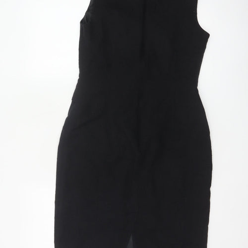 Marks and Spencer Per Una Women Black UK 12 Sleeveless Pencil Midi Dress