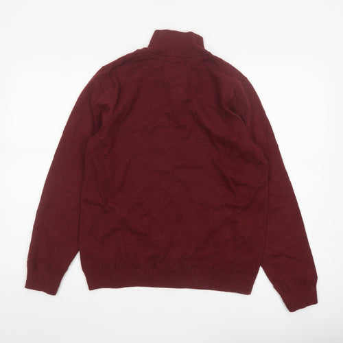 Fat Face Men’s Red M Quarter Zip Cotton Wool High Neck Jumper