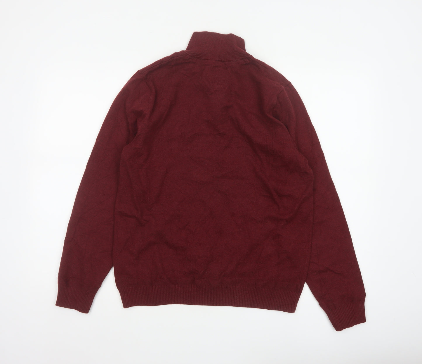 Fat Face Men’s Red M Quarter Zip Cotton Wool High Neck Jumper