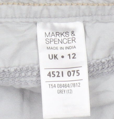 Marks and Spencer Women's Grey UK 12 Straight Knee Length Cotton Skirt
