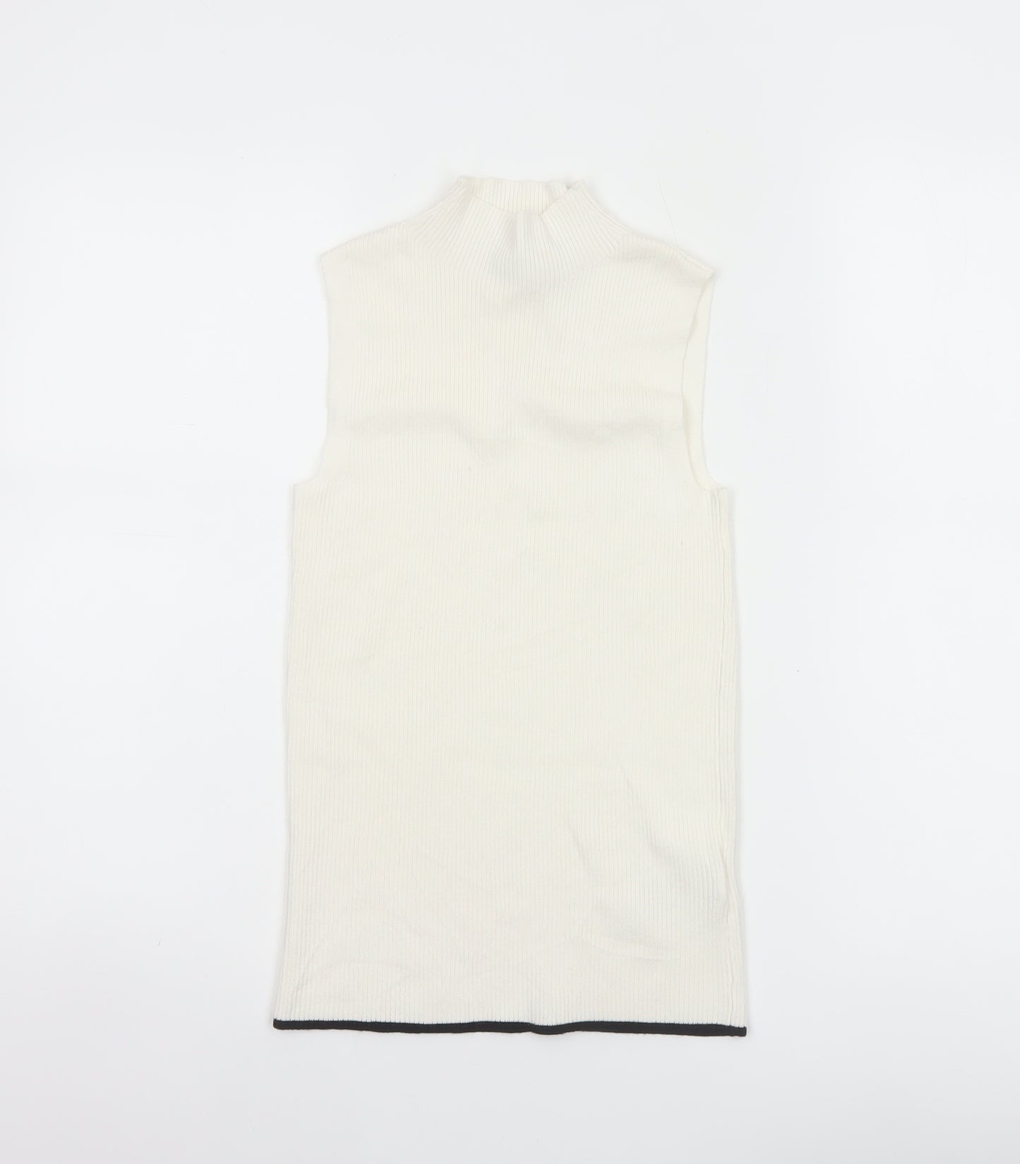 Marks and Spencer Women Ivory UK 6 Ribbed Mock Neck Knit Tank