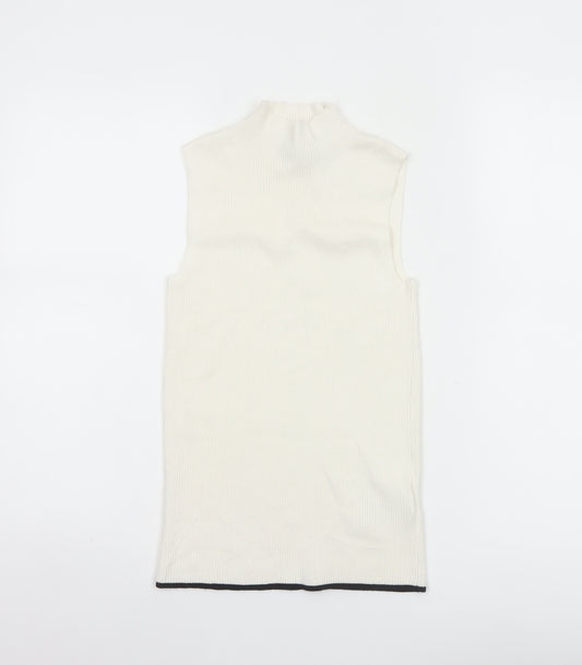 Marks and Spencer Women Ivory UK 6 Ribbed Mock Neck Knit Tank