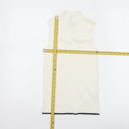 Marks and Spencer Women Ivory UK 6 Ribbed Mock Neck Knit Tank