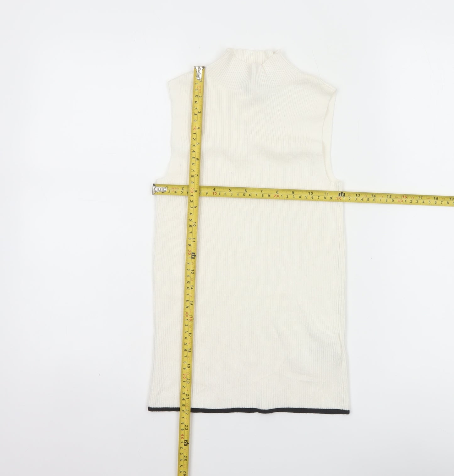 Marks and Spencer Women Ivory UK 6 Ribbed Mock Neck Knit Tank