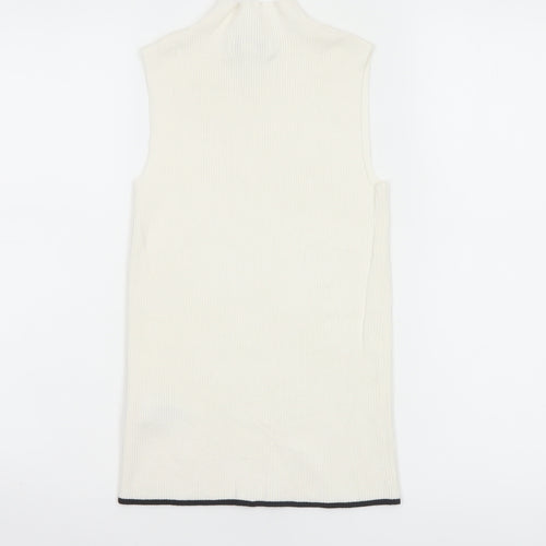 Marks and Spencer Women Ivory UK 6 Ribbed Mock Neck Knit Tank
