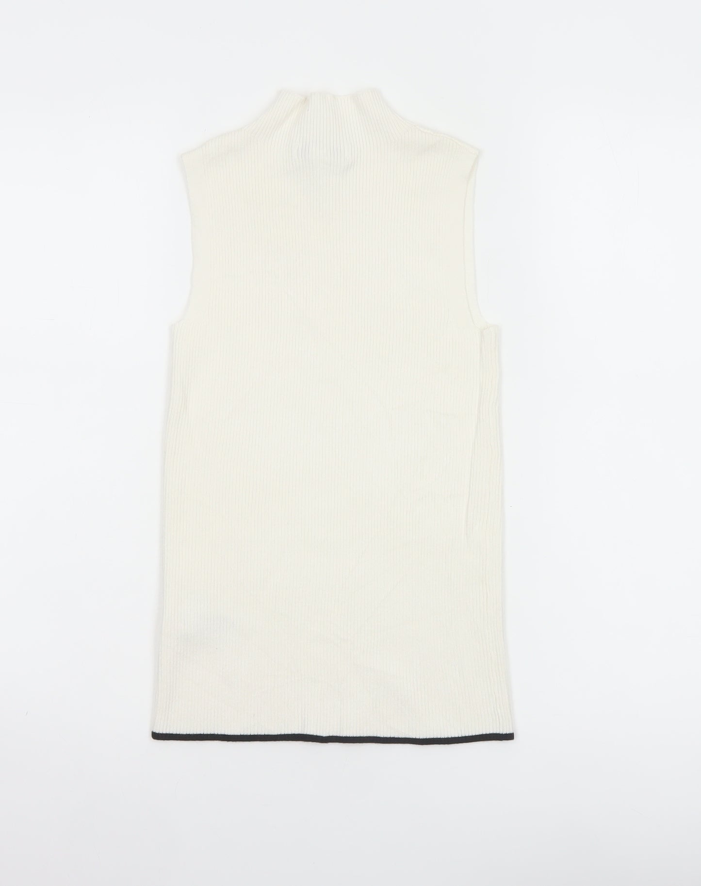 Marks and Spencer Women Ivory UK 6 Ribbed Mock Neck Knit Tank