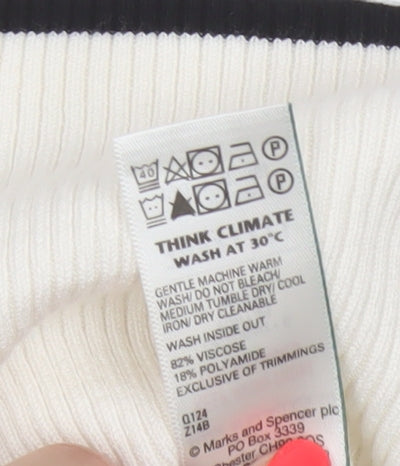 Marks and Spencer Women Ivory UK 6 Ribbed Mock Neck Knit Tank
