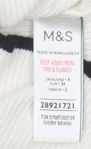 Marks and Spencer Women Ivory UK 6 Ribbed Mock Neck Knit Tank