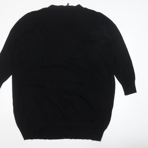 Capsule Women Black UK 28 Longline V-Neck Button Cardigan Pockets