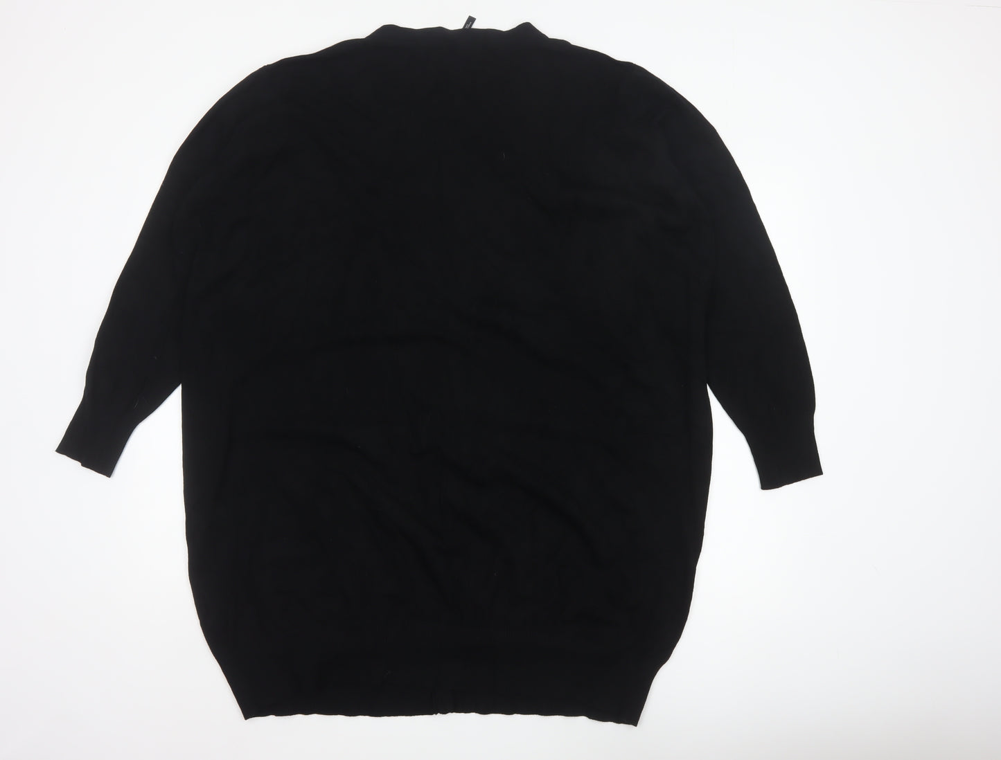 Capsule Women Black UK 28 Longline V-Neck Button Cardigan Pockets