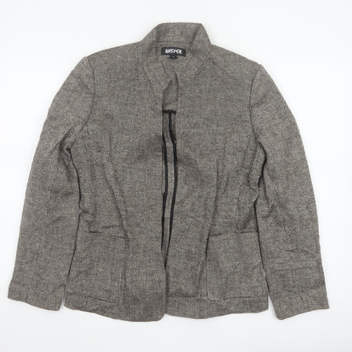Kasper Women’s Grey Linen Blend Open Front Tweed Jacket Size 8