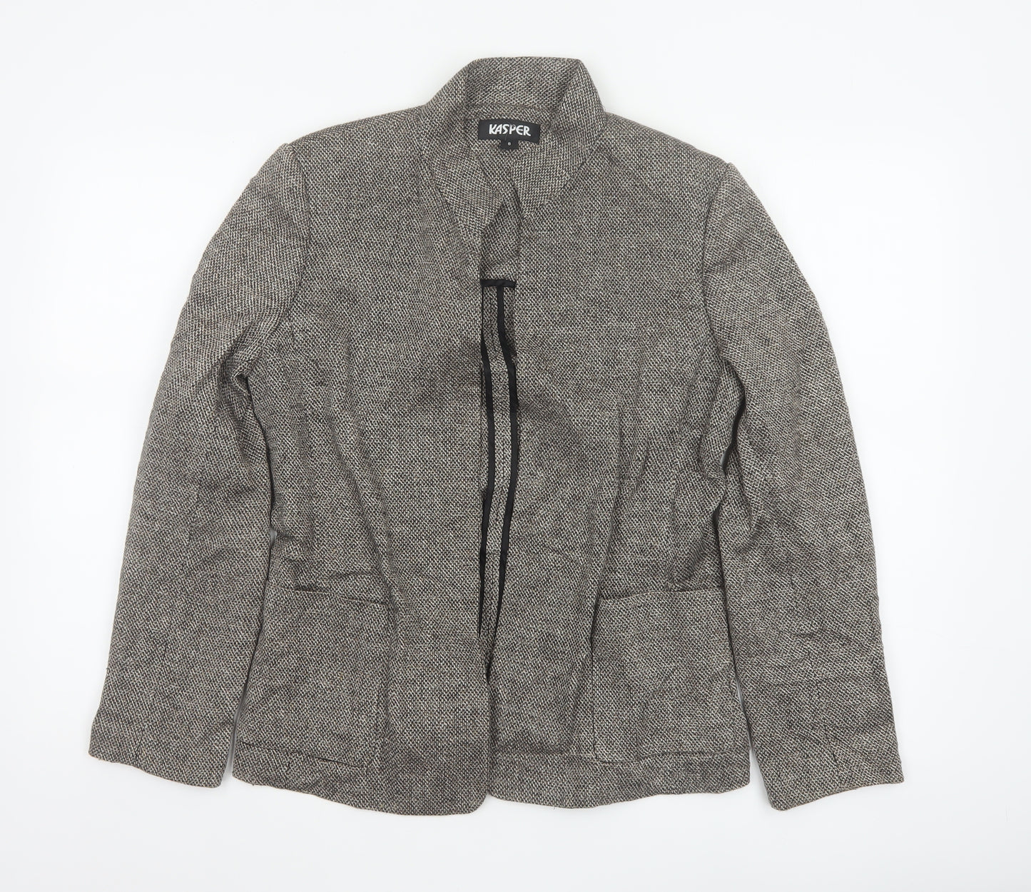 Kasper Women’s Grey Linen Blend Open Front Tweed Jacket Size 8