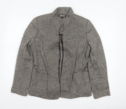 Kasper Women’s Grey Linen Blend Open Front Tweed Jacket Size 8