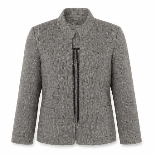 Kasper Women’s Grey Linen Blend Open Front Tweed Jacket Size 8