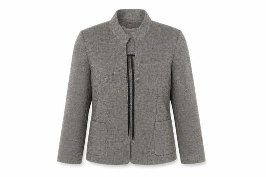Kasper Women’s Grey Linen Blend Open Front Tweed Jacket Size 8