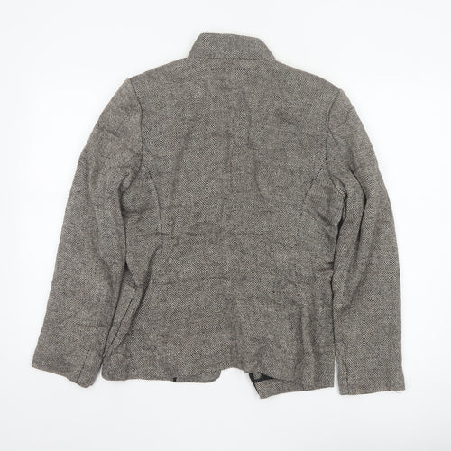 Kasper Women’s Grey Linen Blend Open Front Tweed Jacket Size 8