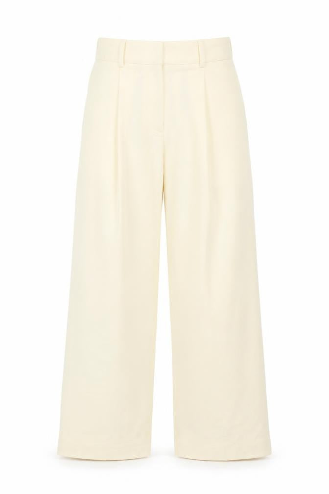Marks and Spencer Women Yellow Size 6 Wide Leg Pleated Trousers