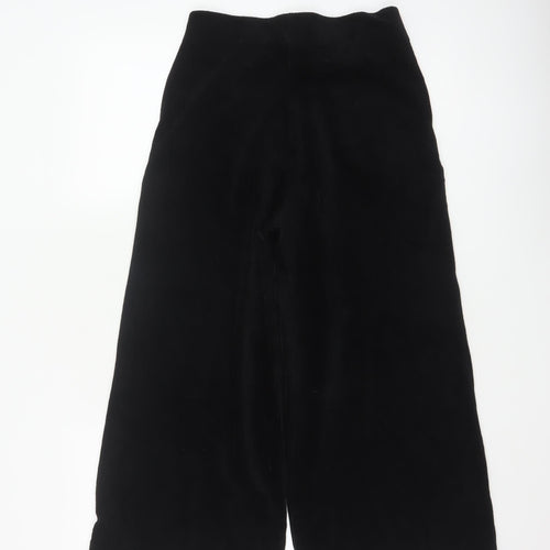 Marks & Spencer Women Black UK 12 Cropped Wide Leg Velvet Trousers