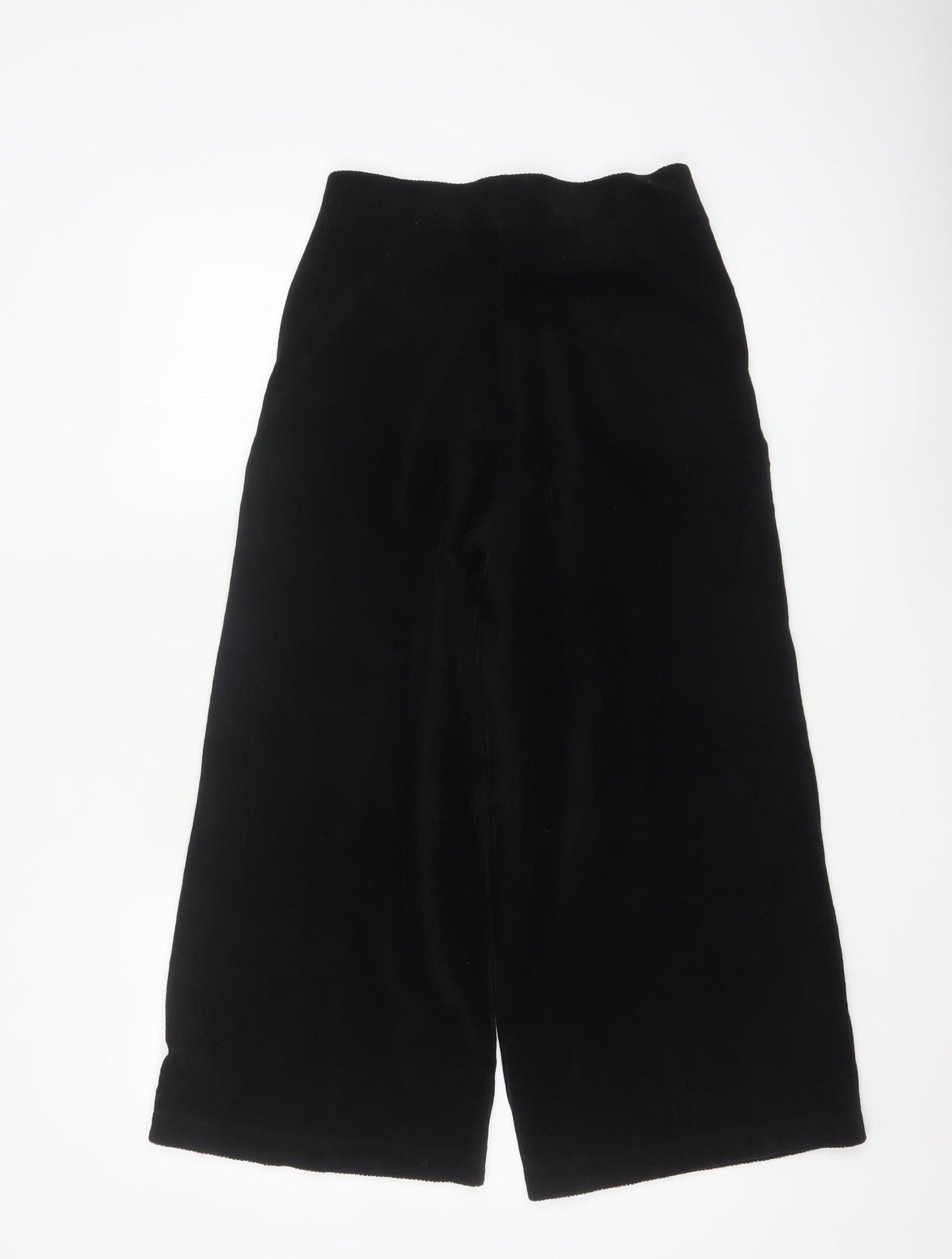 Marks & Spencer Women Black UK 12 Cropped Wide Leg Velvet Trousers