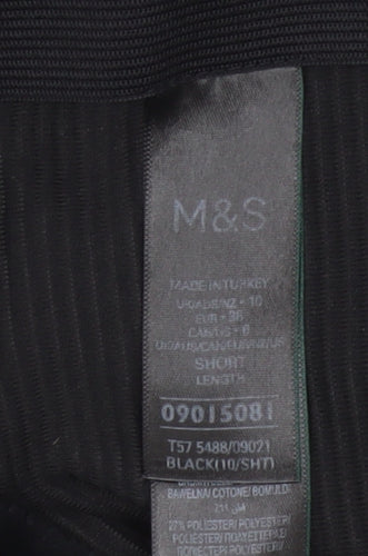 Marks & Spencer Women Black UK 12 Cropped Wide Leg Velvet Trousers