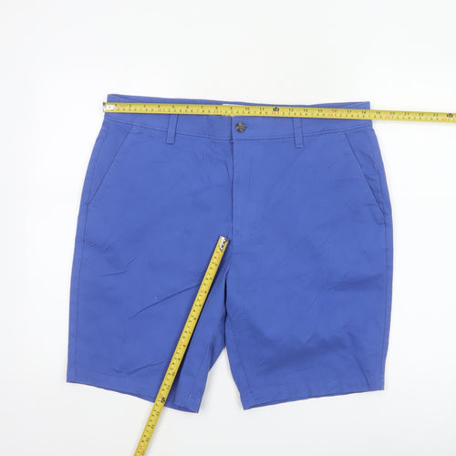 Marks and Spencer Men Blue 36in Regular Chino Shorts Stretch Cotton