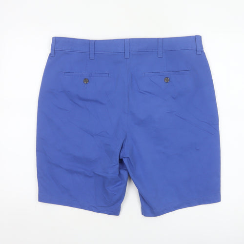 Marks and Spencer Men Blue 36in Regular Chino Shorts Stretch Cotton
