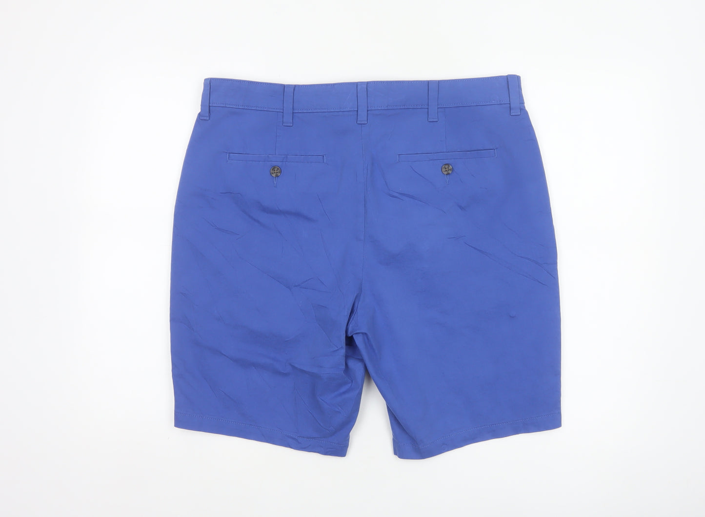 Marks and Spencer Men Blue 36in Regular Chino Shorts Stretch Cotton