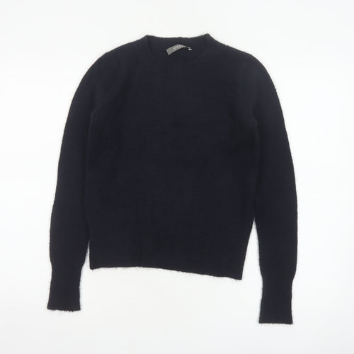 Oasis Women’s Black XS Crew Neck Fuzzy Knit Slim Pullover Jumper