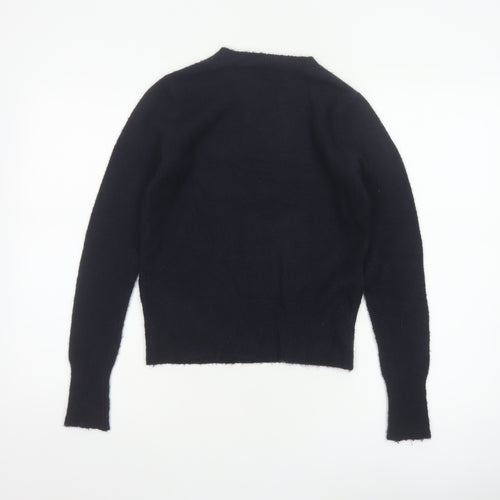 Oasis Women’s Black XS Crew Neck Fuzzy Knit Slim Pullover Jumper