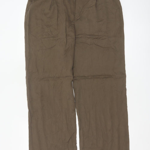 Hush Women’s Brown Size 12 Wide-Leg Lyocell Trousers Tailored Pockets