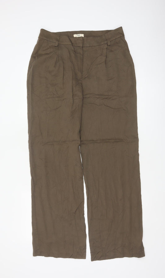 Hush Women’s Brown Size 12 Wide-Leg Lyocell Trousers Tailored Pockets