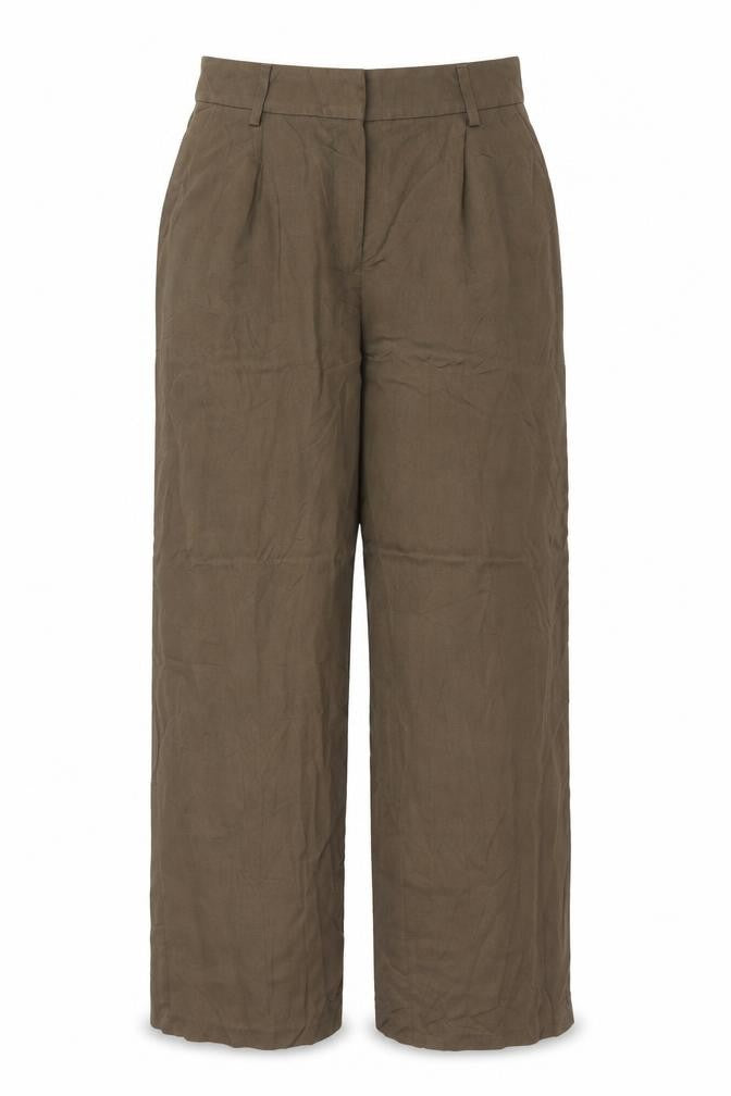 Hush Women’s Brown Size 12 Wide-Leg Lyocell Trousers Tailored Pockets