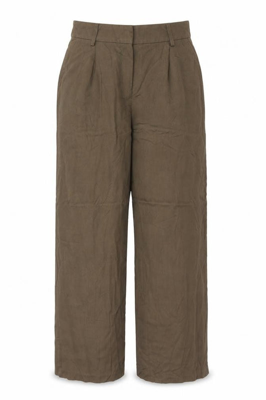 Hush Women’s Brown Size 12 Wide-Leg Lyocell Trousers Tailored Pockets