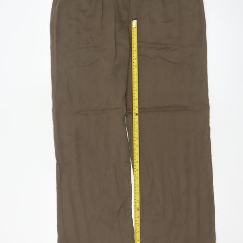 Hush Women’s Brown Size 12 Wide-Leg Lyocell Trousers Tailored Pockets