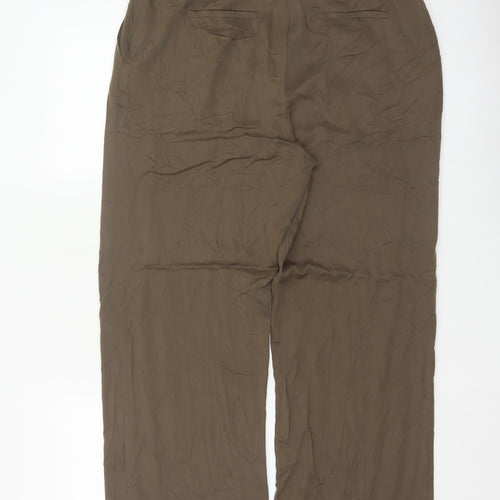 Hush Women’s Brown Size 12 Wide-Leg Lyocell Trousers Tailored Pockets