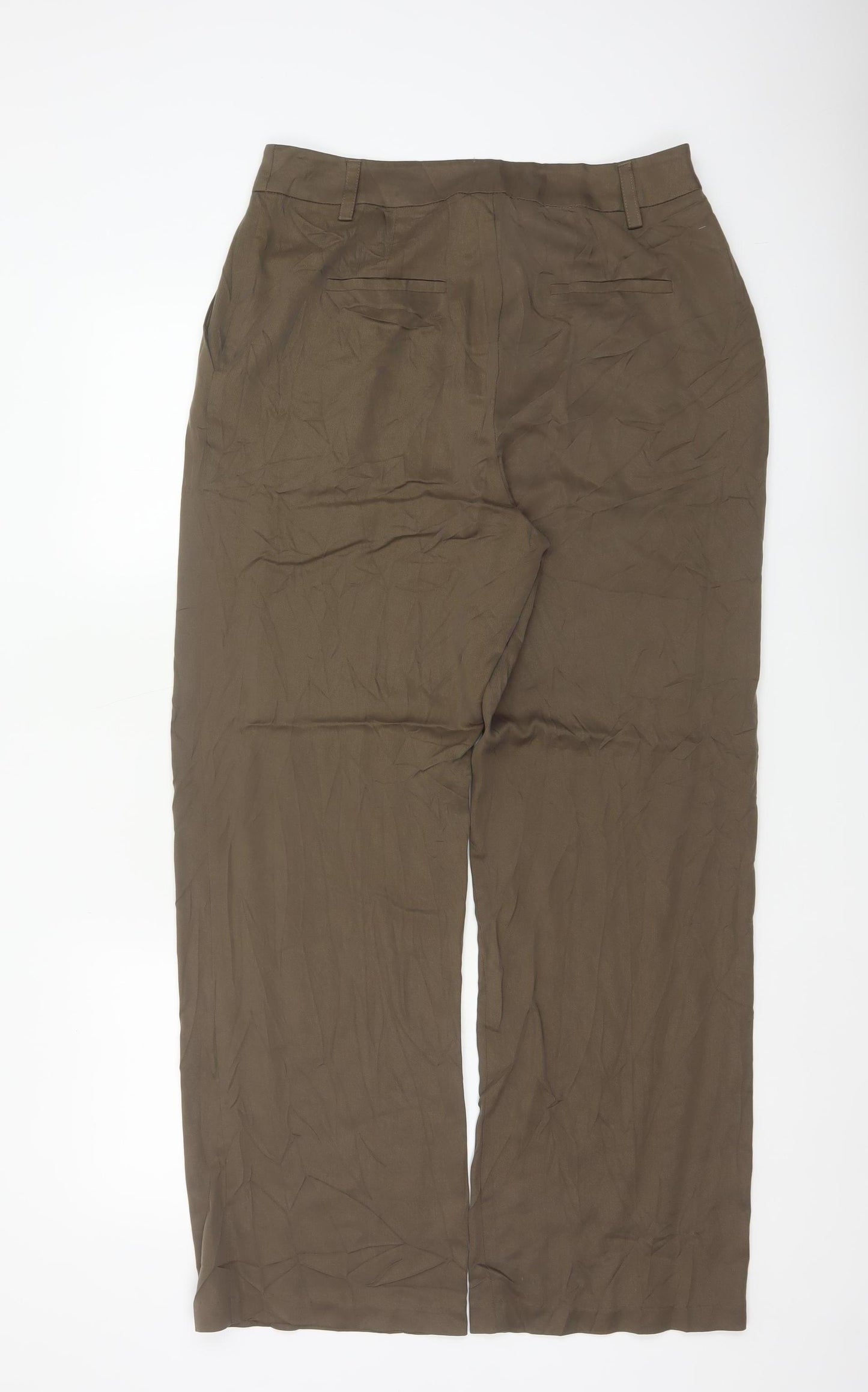 Hush Women’s Brown Size 12 Wide-Leg Lyocell Trousers Tailored Pockets