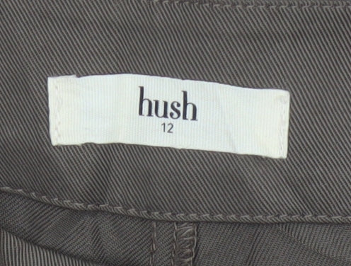 Hush Women’s Brown Size 12 Wide-Leg Lyocell Trousers Tailored Pockets