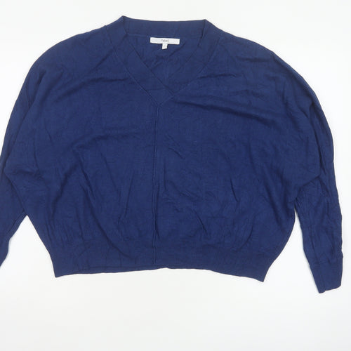 Next Women Blue M UK 12 V-Neck Long Sleeve Knit Pullover Jumper