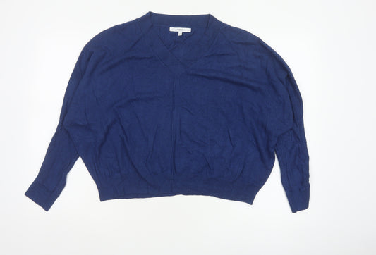 Next Women Blue M UK 12 V-Neck Long Sleeve Knit Pullover Jumper