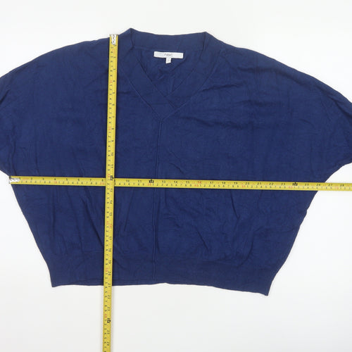 Next Women Blue M UK 12 V-Neck Long Sleeve Knit Pullover Jumper