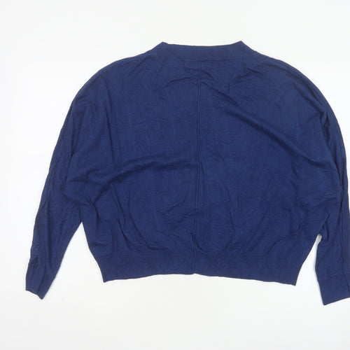Next Women Blue M UK 12 V-Neck Long Sleeve Knit Pullover Jumper