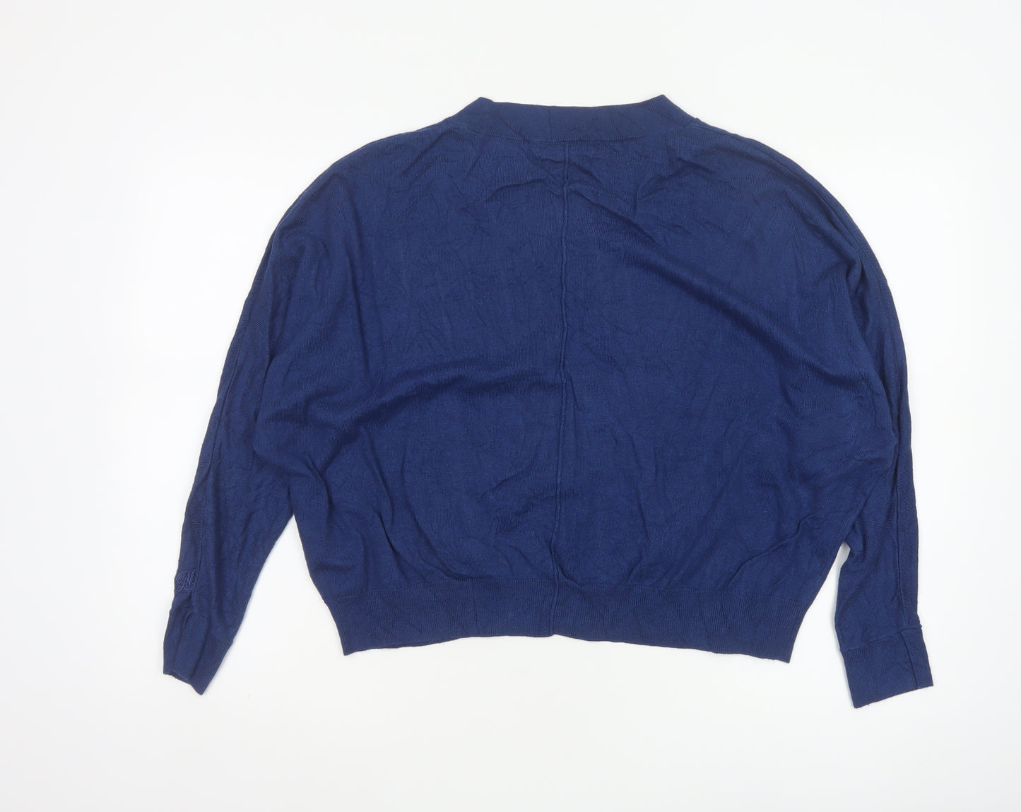 Next Women Blue M UK 12 V-Neck Long Sleeve Knit Pullover Jumper