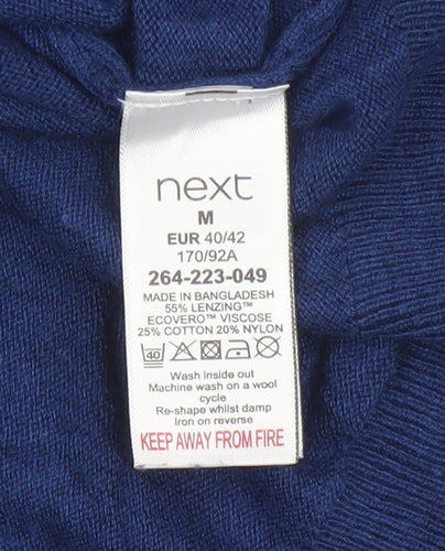 Next Women Blue M UK 12 V-Neck Long Sleeve Knit Pullover Jumper