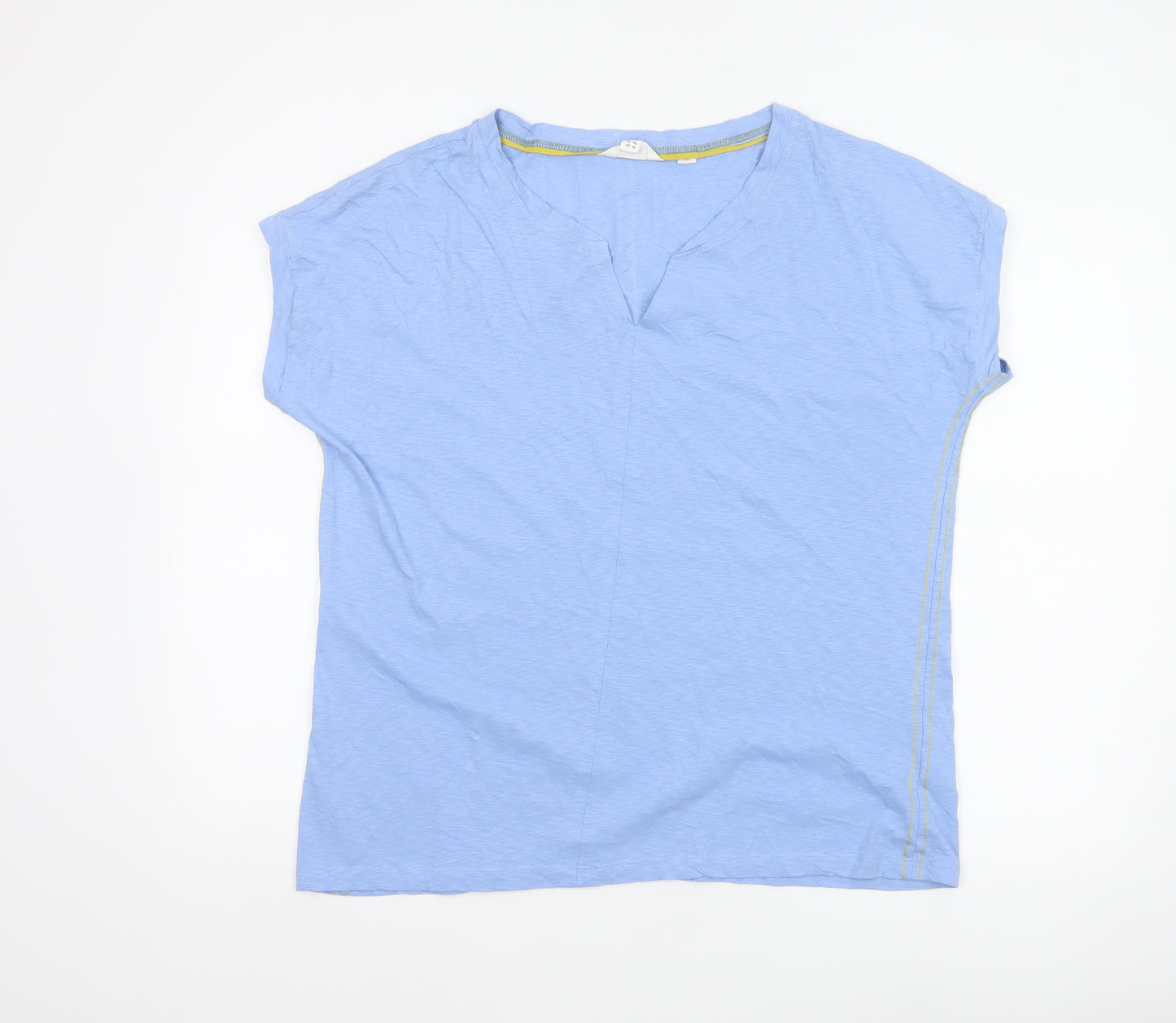 White Stuff Women Blue UK 18 Cotton V-Neck Short Sleeve T-Shirt