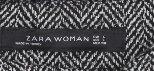 Zara Woman Grey Herringbone Fit & Flare Long Dress UK 14